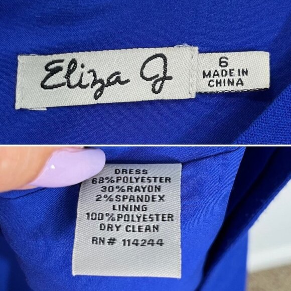 Eliza J. Sheath Career Dress Royal Blue sleeveless Size 6 Crewneck - Picture 7 of 7